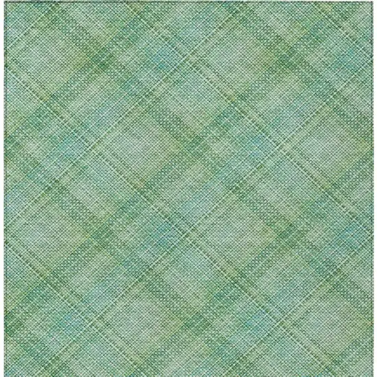 Aqua And Teal Blue Plaid Washable Indoor Outdoor Area Rug Photo 9