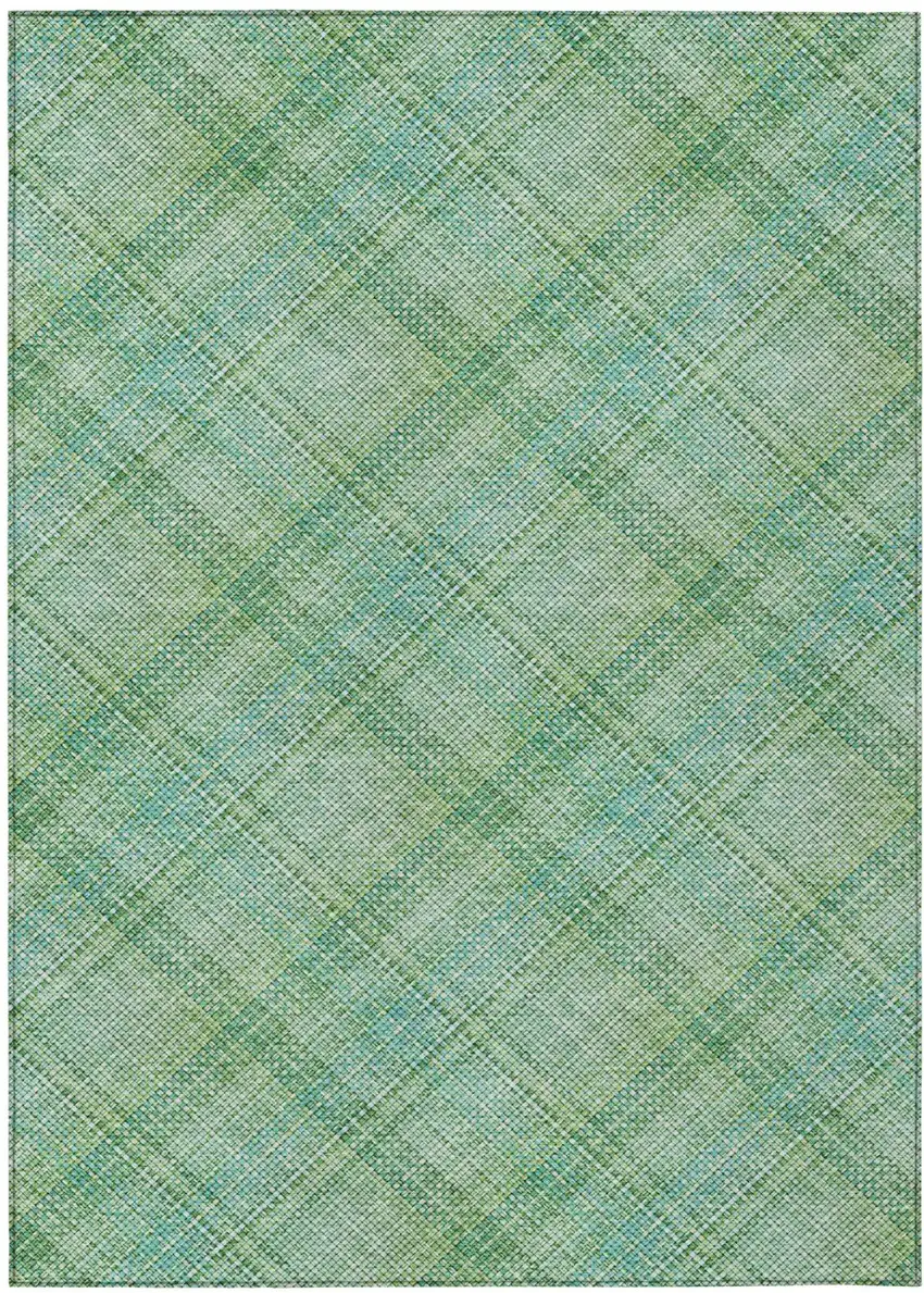 Aqua And Teal Blue Plaid Washable Indoor Outdoor Area Rug Photo 3