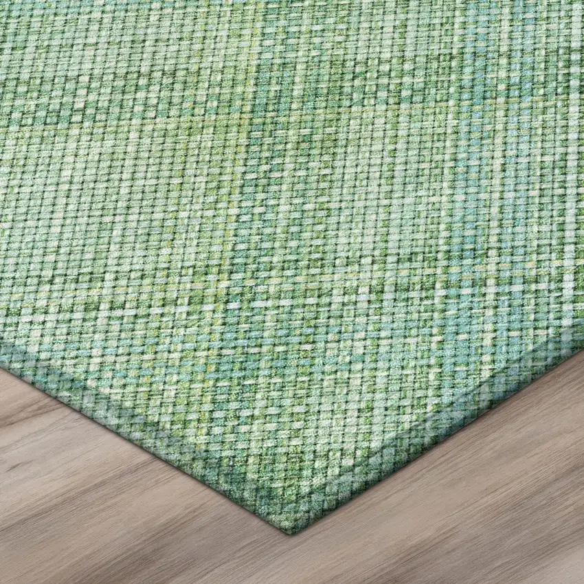Aqua And Teal Blue Plaid Washable Indoor Outdoor Area Rug Photo 4