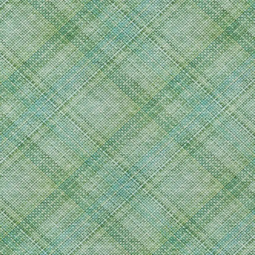 Aqua And Teal Blue Plaid Washable Indoor Outdoor Area Rug Photo 8