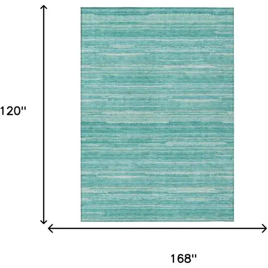 Aqua And Teal Blue Striped Washable Indoor Outdoor Area Rug Photo 7