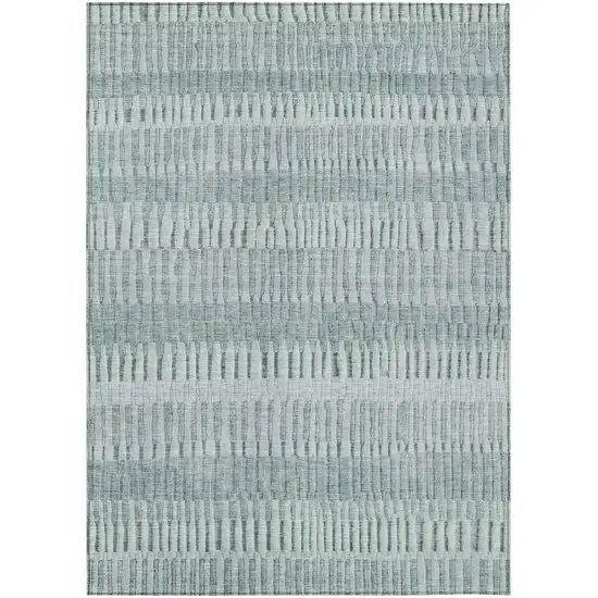 Aqua And Teal Blue Striped Washable Indoor Outdoor Area Rug Photo 2