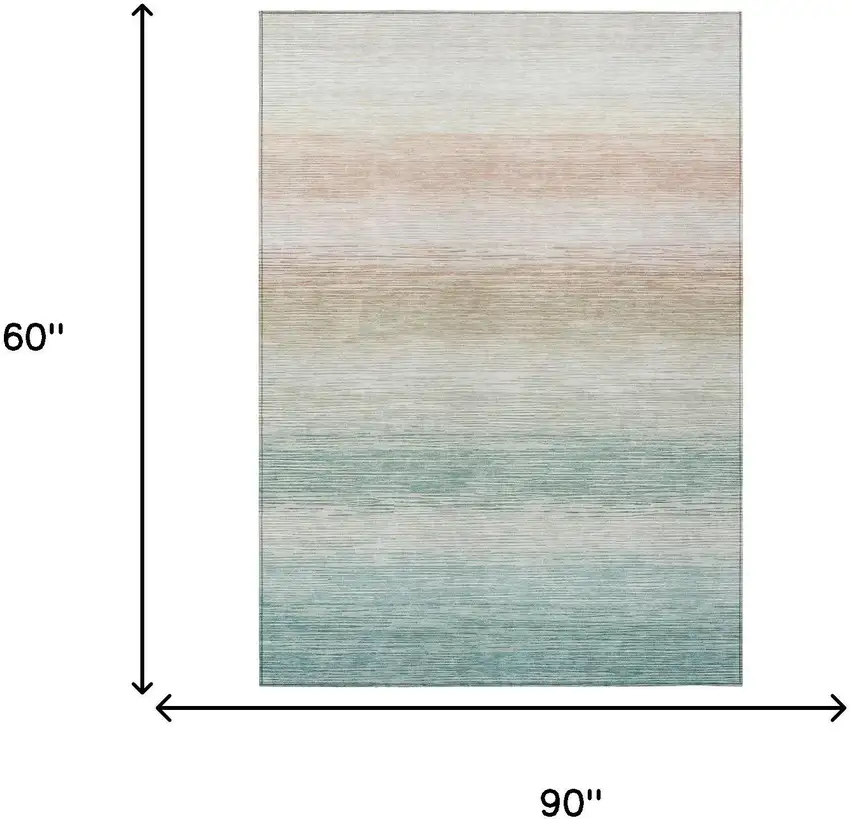 Aqua And Teal Blue Striped Washable Indoor Outdoor Area Rug Photo 6