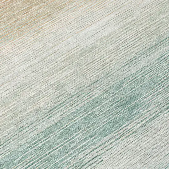 Aqua And Teal Blue Striped Washable Indoor Outdoor Area Rug Photo 5