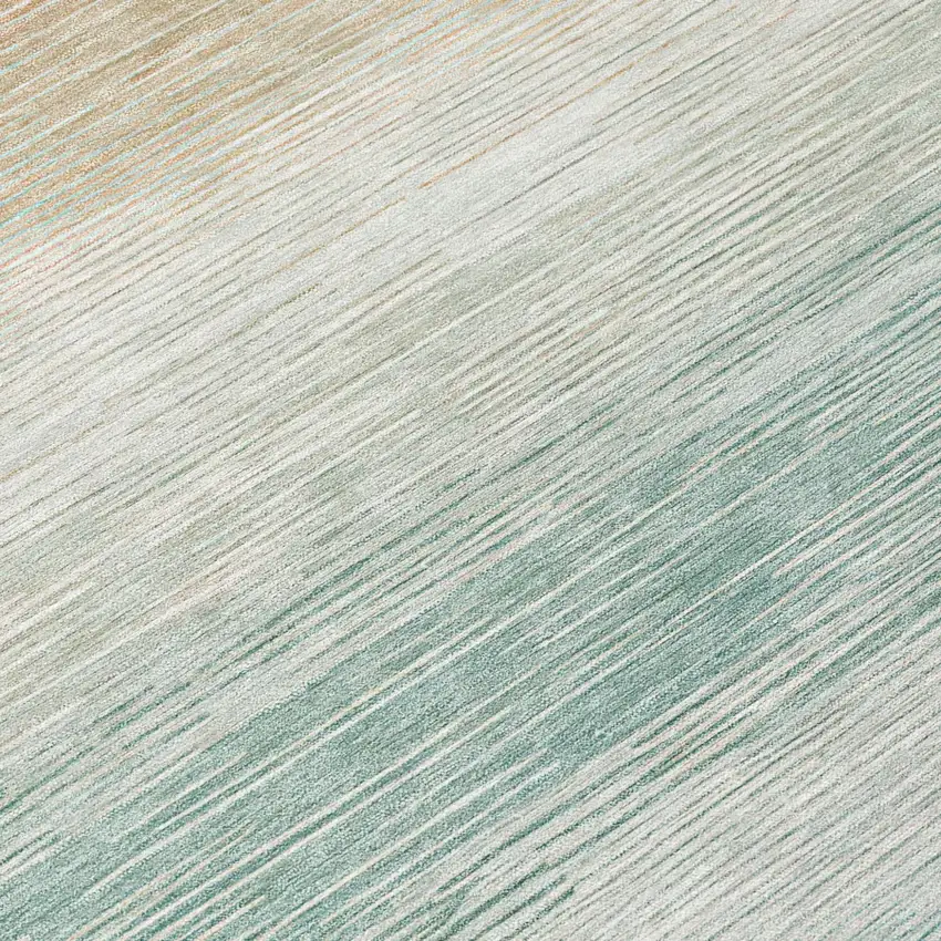 Aqua And Teal Blue Striped Washable Indoor Outdoor Area Rug Photo 5