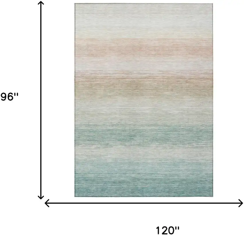 Aqua And Teal Blue Striped Washable Indoor Outdoor Area Rug Photo 6