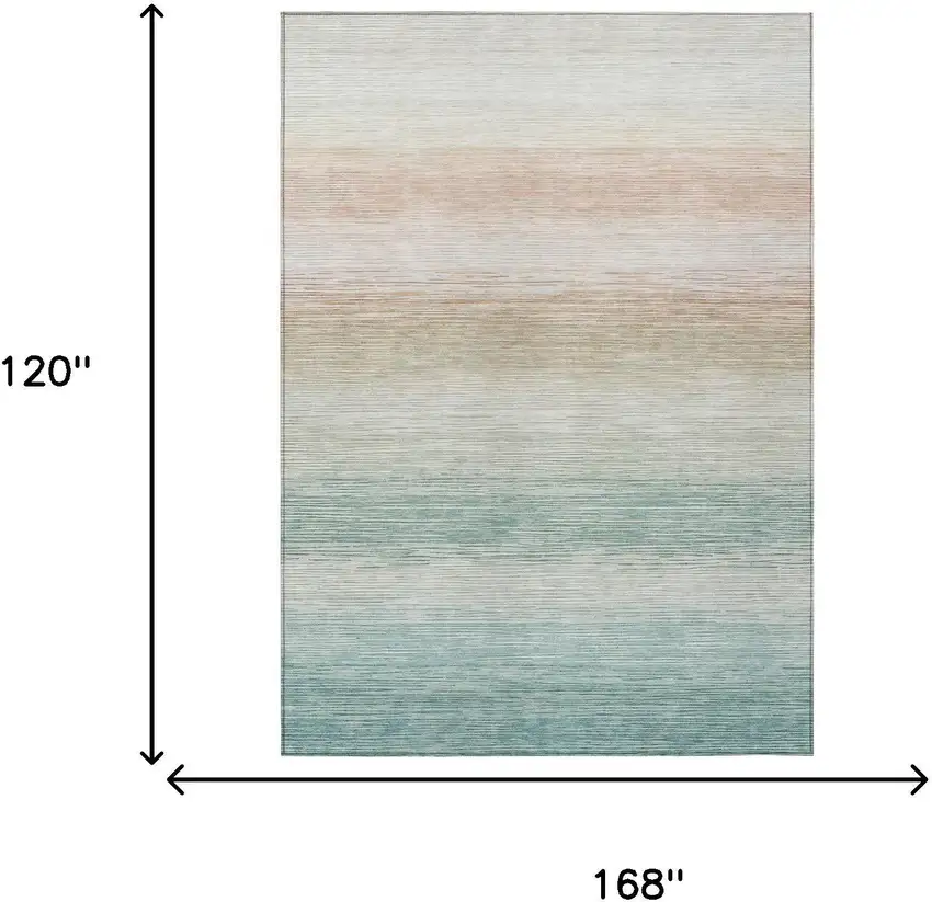 Aqua And Teal Blue Striped Washable Indoor Outdoor Area Rug Photo 6