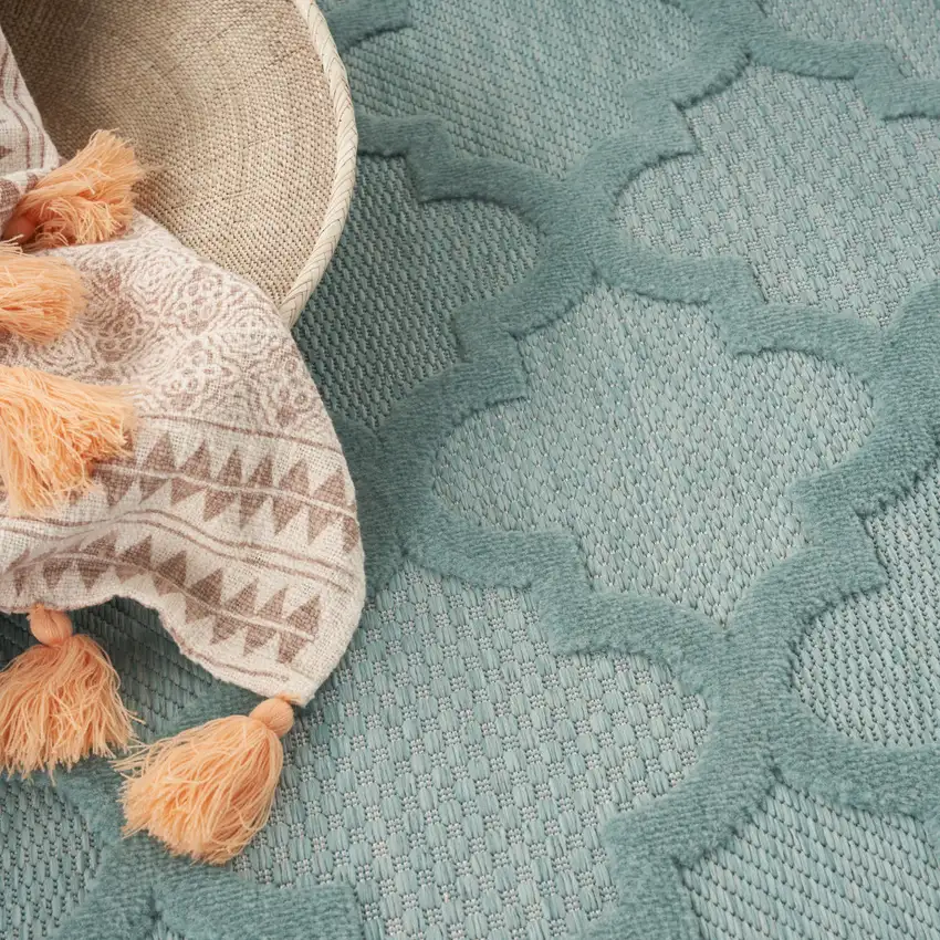 Aqua Indoor Outdoor Area Rug Photo 5