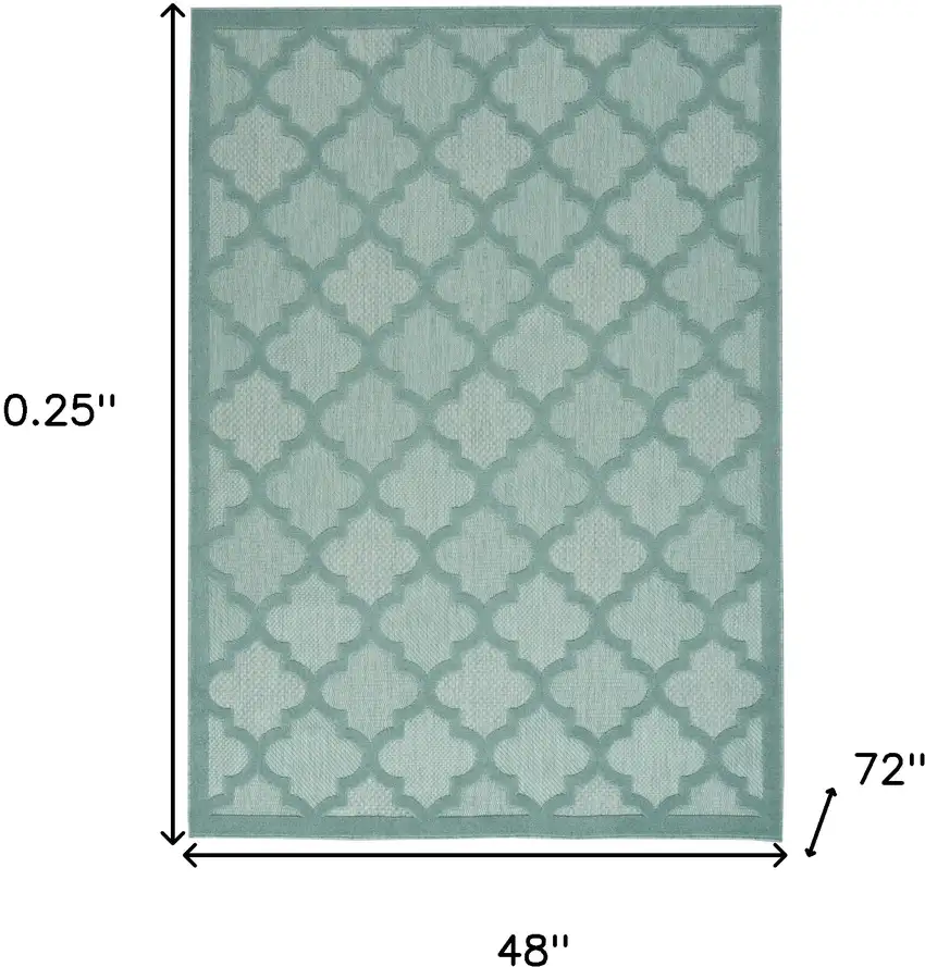 Aqua And Teal Ikat Indoor Outdoor Area Rug Photo 5