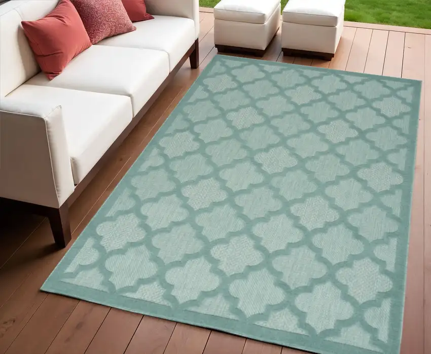 Aqua Indoor Outdoor Area Rug Photo 2
