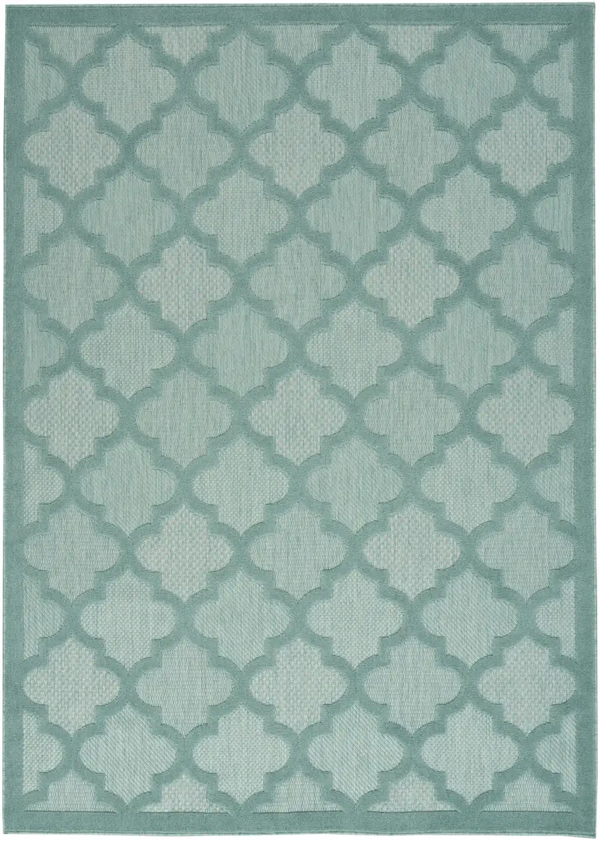 Aqua And Teal Ikat Indoor Outdoor Area Rug Photo 1
