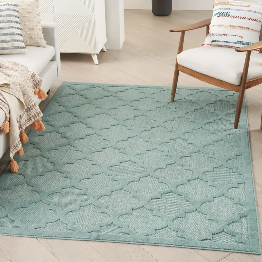 Aqua Indoor Outdoor Area Rug Photo 6