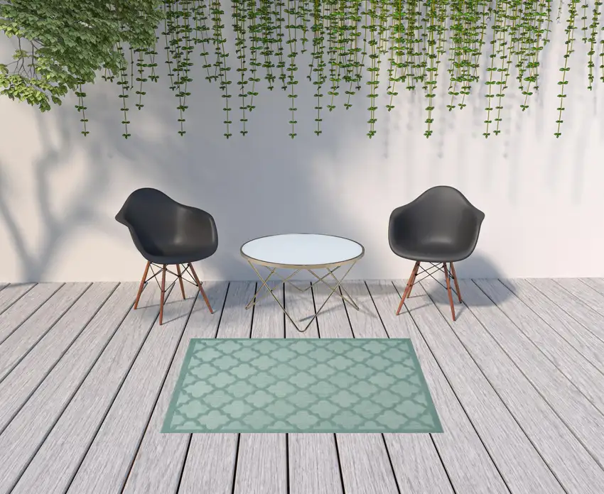 Aqua And Teal Ikat Indoor Outdoor Area Rug Photo 2