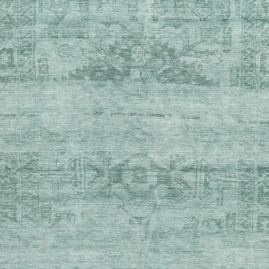 Aqua And Teal Oriental Washable Area Rug With UV Protection Photo 2