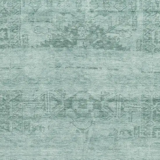 Aqua And Teal Oriental Washable Area Rug With UV Protection Photo 2