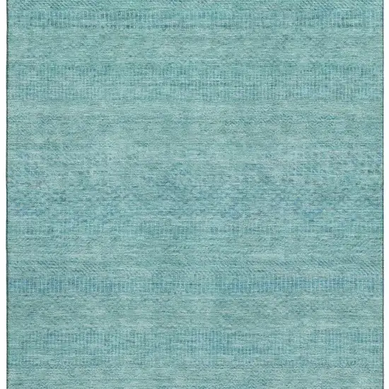 Aqua And Teal Striped Washable Area Rug With UV Protection Photo 3