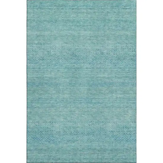 Aqua And Teal Striped Washable Area Rug With UV Protection Photo 1