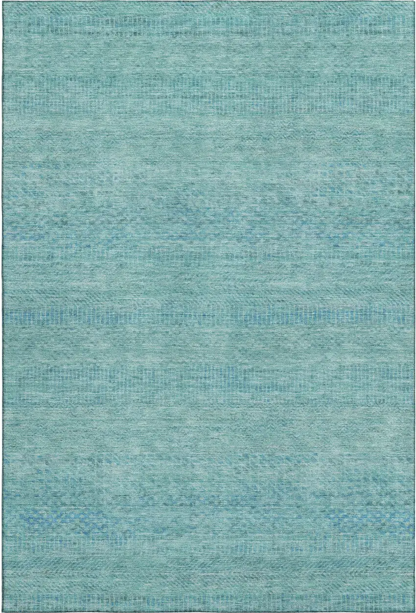 Aqua And Teal Striped Washable Area Rug With UV Protection Photo 1