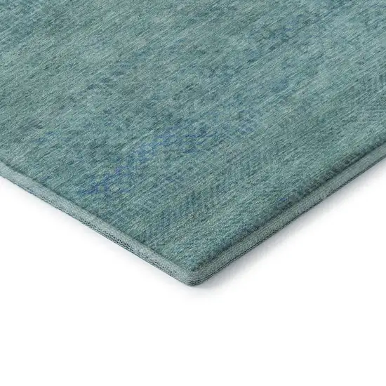Aqua And Teal Striped Washable Area Rug With UV Protection Photo 7