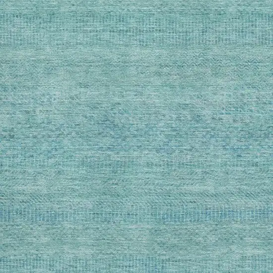 Aqua And Teal Striped Washable Area Rug With UV Protection Photo 2