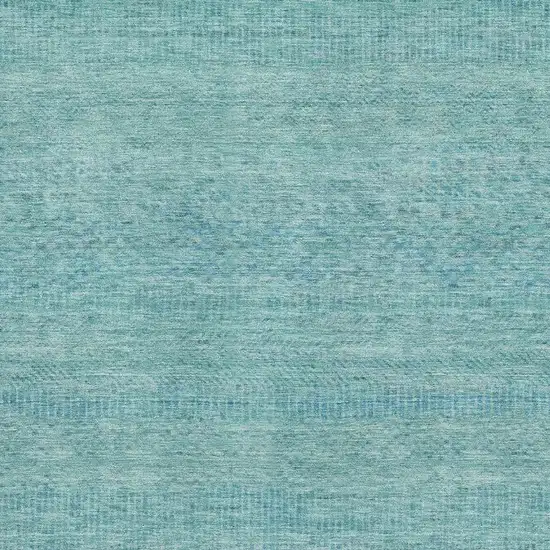 Aqua And Teal Striped Washable Area Rug With UV Protection Photo 2