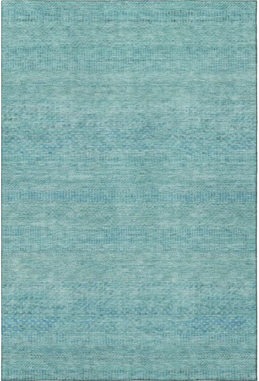 Aqua And Teal Striped Washable Area Rug With UV Protection Photo 3