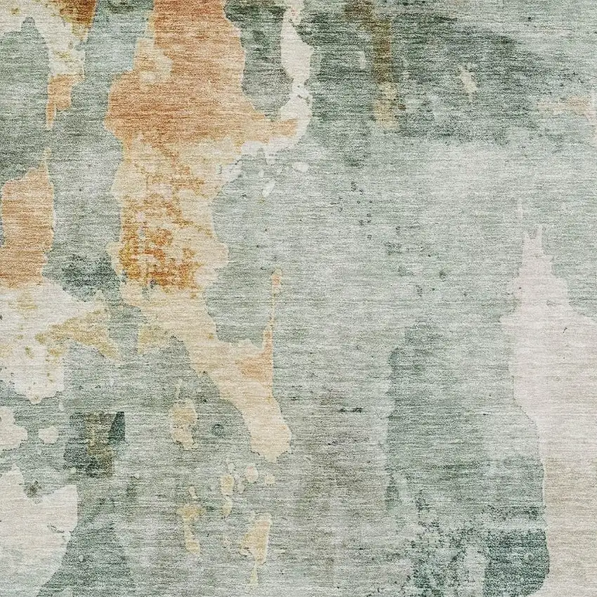 Aqua And Wheat Abstract Washable Area Rug With UV Protection Photo 3