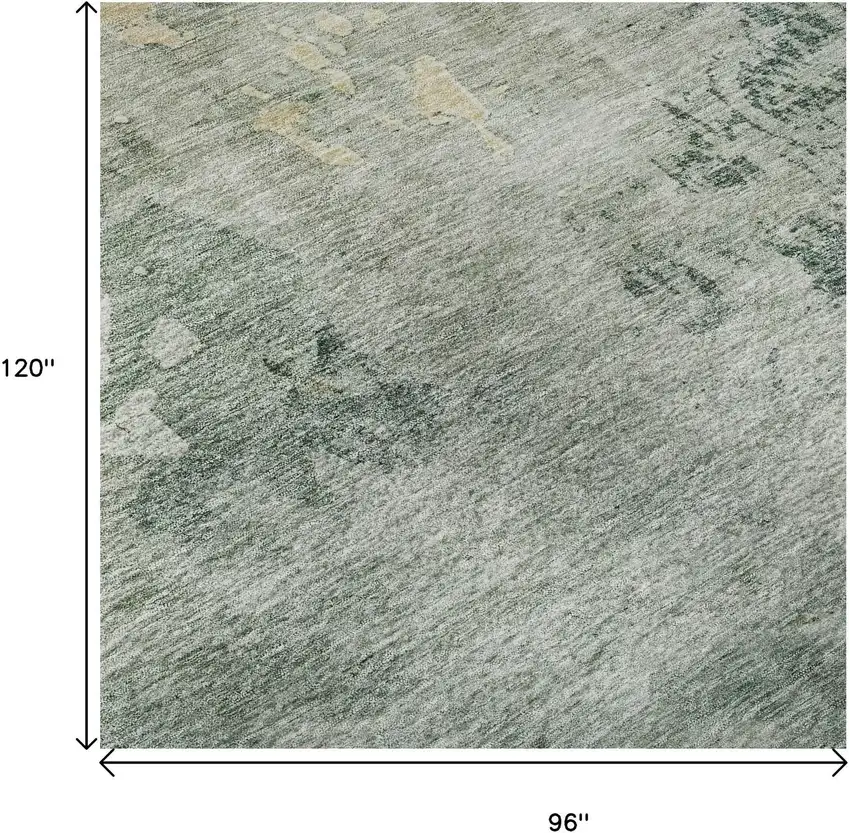 Aqua And Wheat Abstract Washable Area Rug With UV Protection Photo 9