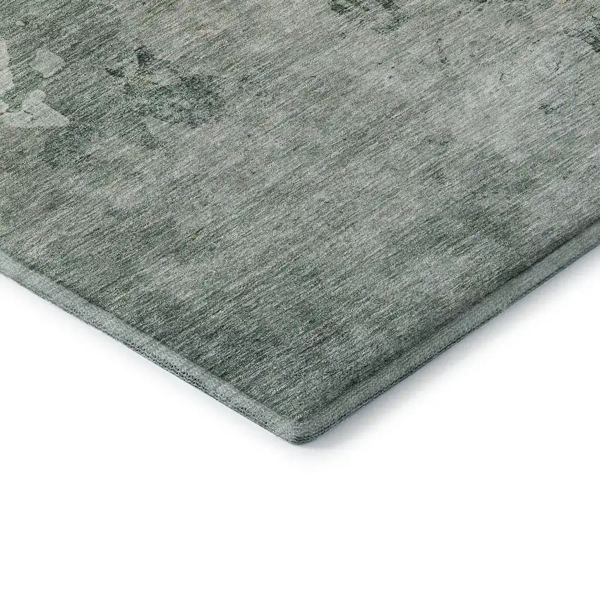 Aqua And Wheat Abstract Washable Area Rug With UV Protection Photo 6