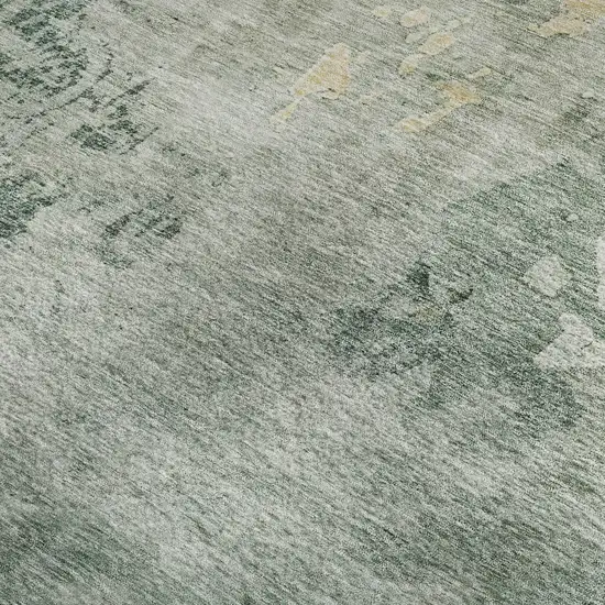 Aqua And Wheat Abstract Washable Area Rug With UV Protection Photo 2