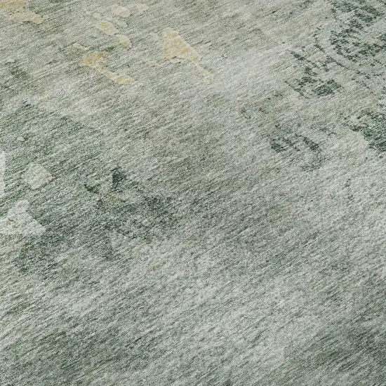 Aqua And Wheat Abstract Washable Area Rug With UV Protection Photo 1