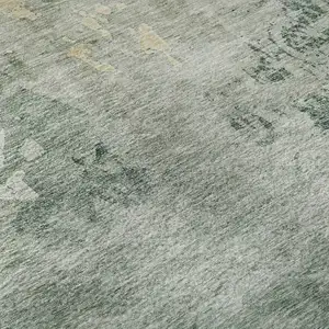 Photo of Aqua And Wheat Abstract Washable Area Rug With UV Protection