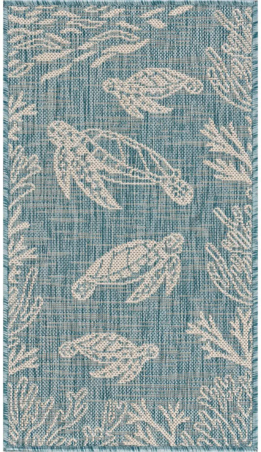 Aqua And White Animal Print Area Rug Photo 4