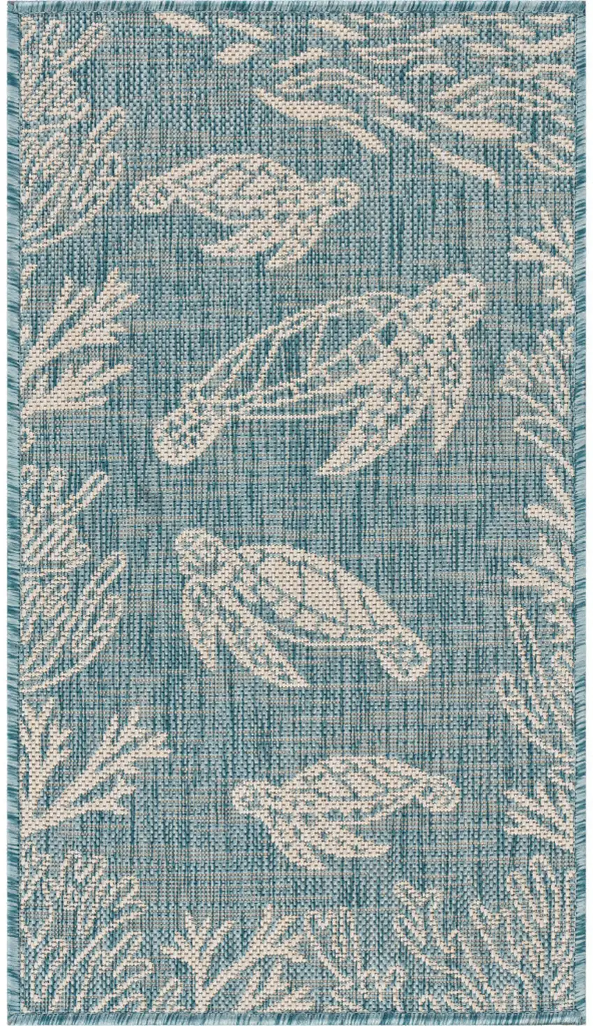 Aqua And White Animal Print Area Rug Photo 2