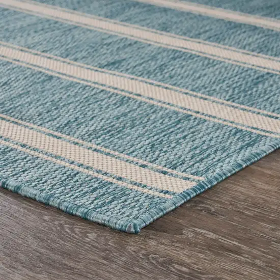 Aqua And White Geometric Area Rug Photo 4