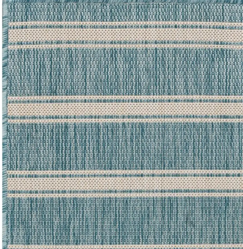 Aqua And White Geometric Area Rug Photo 3