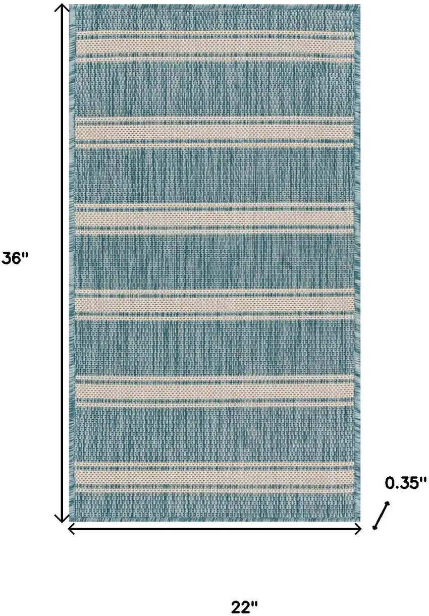 Aqua And White Geometric Area Rug Photo 8