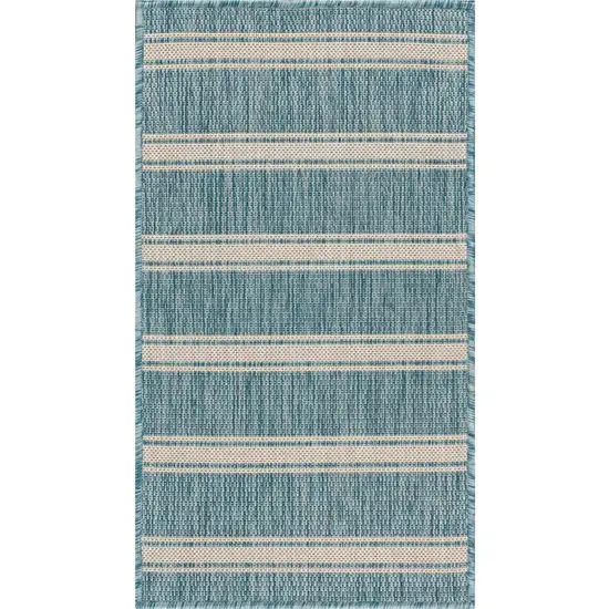 Aqua And White Geometric Area Rug Photo 1