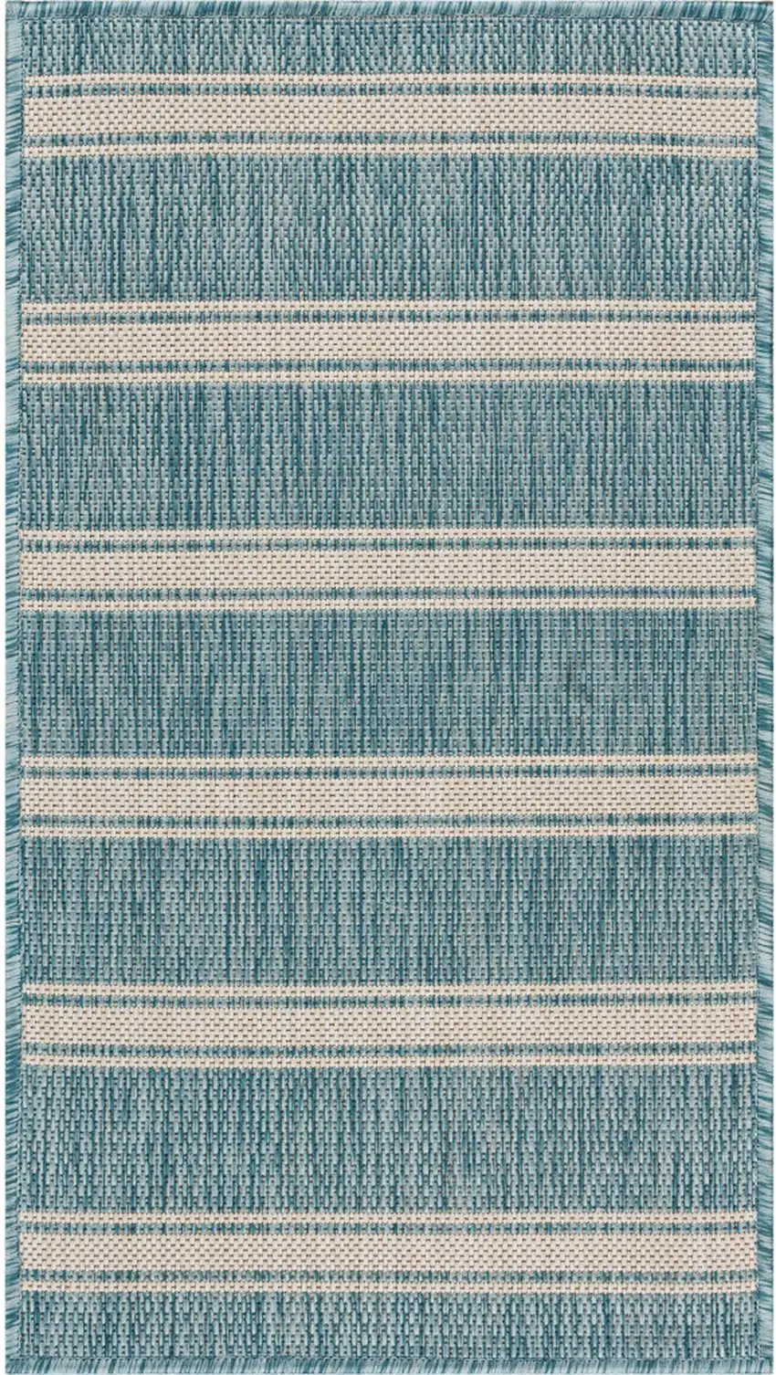 Aqua And White Geometric Area Rug Photo 1