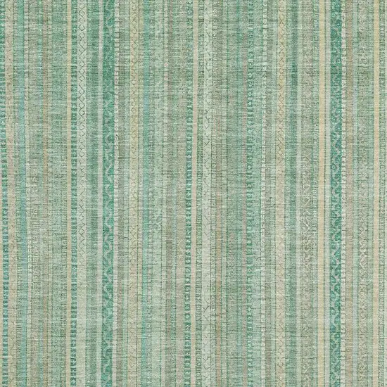 Aqua Beige And Teal Striped Washable Area Rug With UV Protection Photo 2