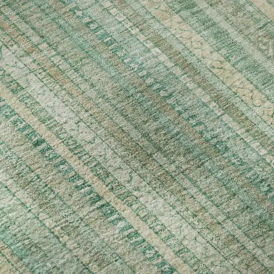 Aqua Beige And Teal Striped Washable Area Rug With UV Protection Photo 9