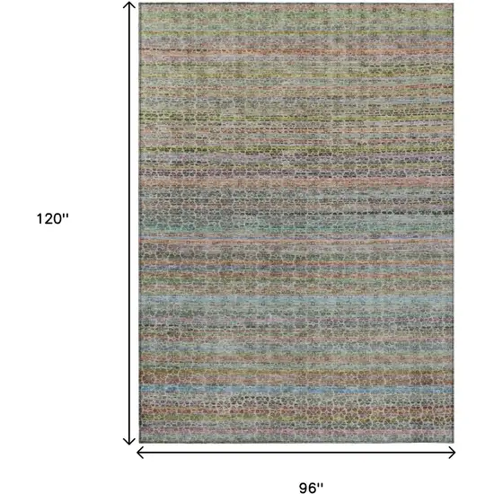 Aqua Coral And Lavender Striped Washable Indoor Outdoor Area Rug Photo 8