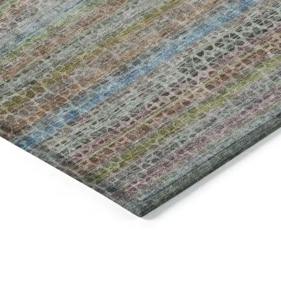 Aqua Coral And Lavender Striped Washable Indoor Outdoor Area Rug Photo 3
