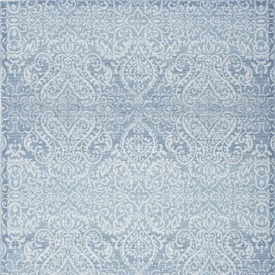 Aqua Damask Distressed Washable Area Rug Photo 4