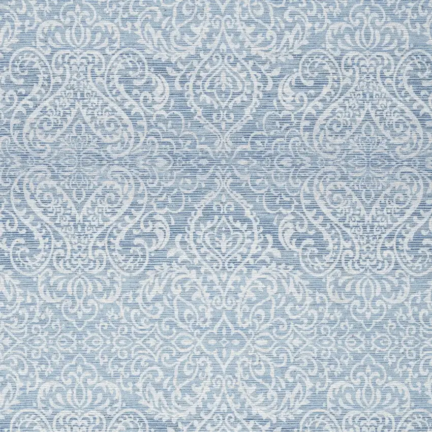 Aqua Damask Distressed Washable Area Rug Photo 3
