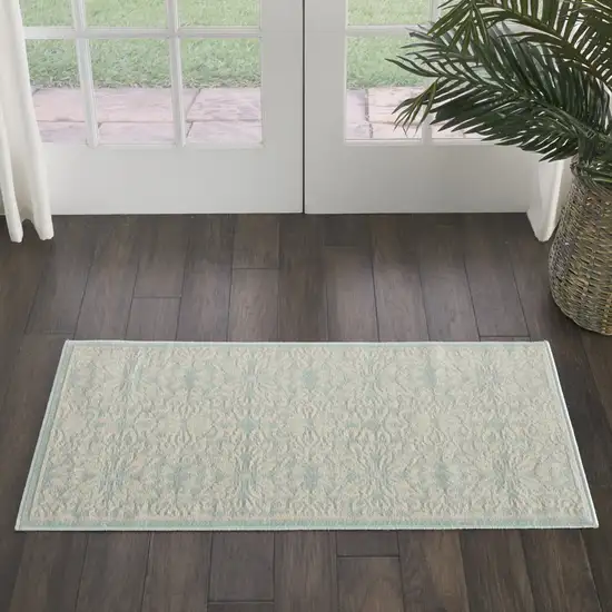 Aqua Floral Power Loom Area Rug Photo 5