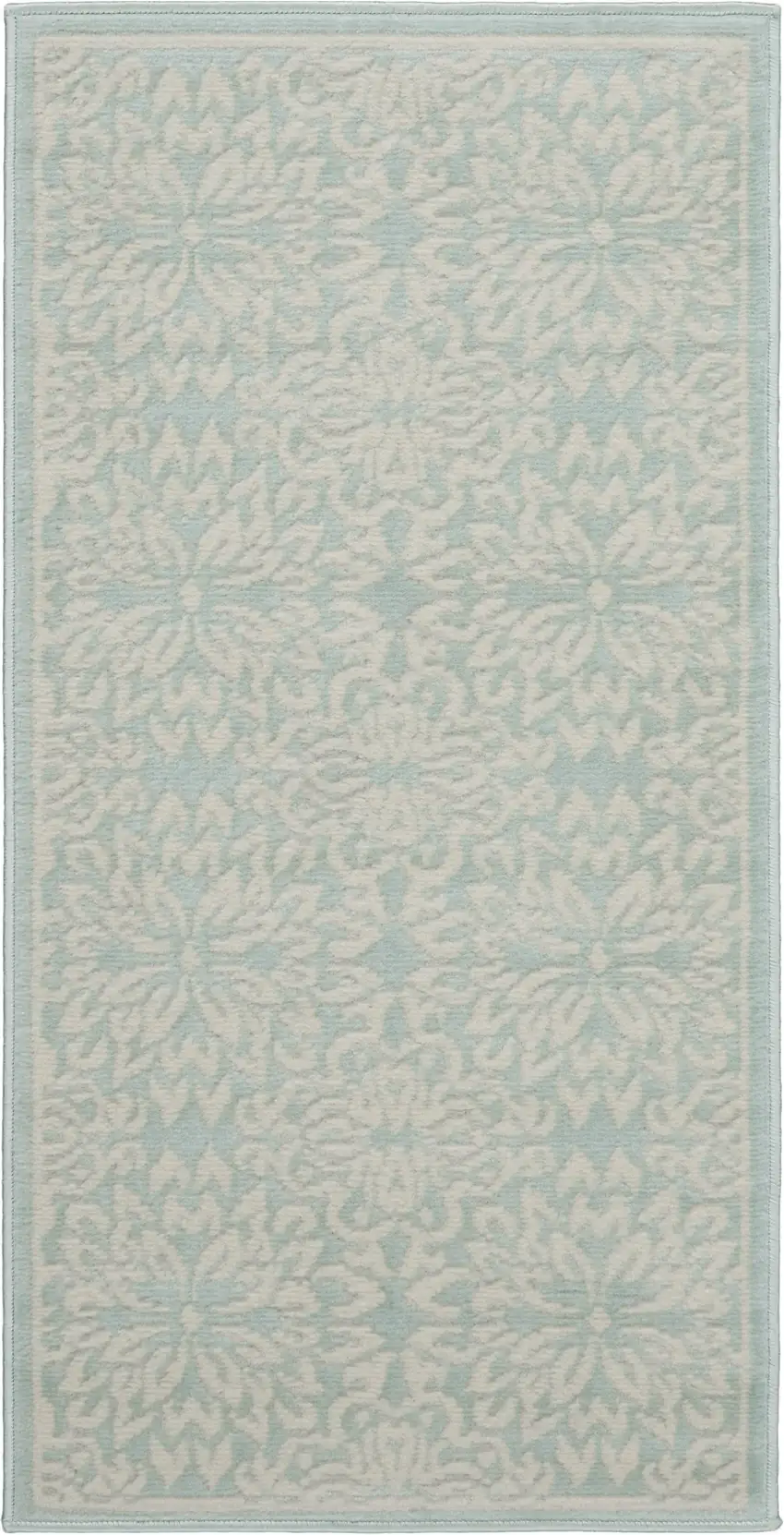 Aqua Floral Power Loom Area Rug Photo 1
