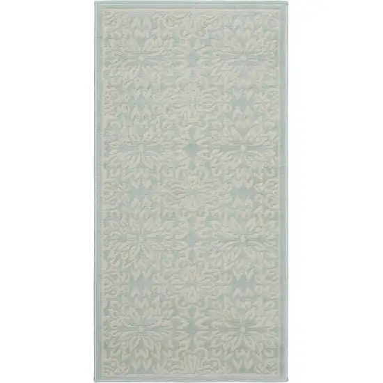 Aqua Floral Power Loom Area Rug Photo 2