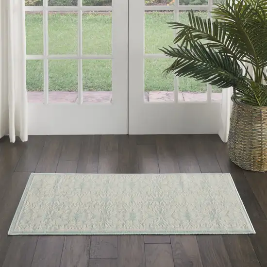 Aqua Floral Power Loom Area Rug Photo 4