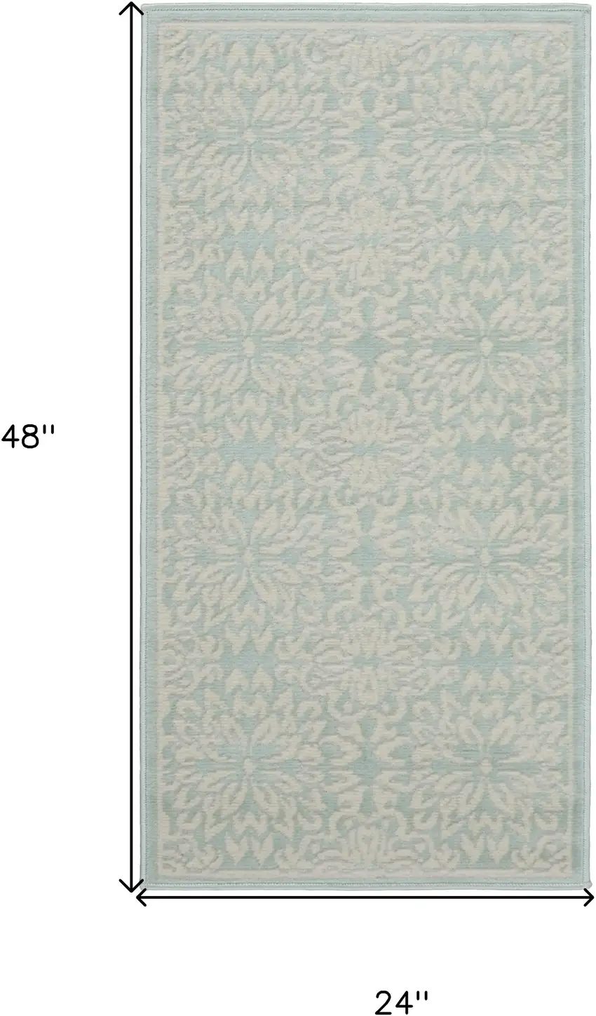 Aqua Floral Power Loom Area Rug Photo 7